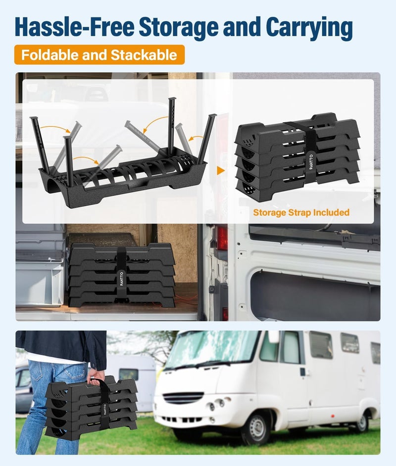 PAHTTO RV Sewer Hose Support, Heavy-Duty Camper Waste Hose Holder with 5 Foldable Sections, Adjustable & Stable Waste Drainage Support with Strap, Stackable & Weather-Resistant (Patent Pending) - Image 5